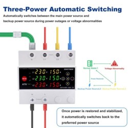 Comutator automat surse trifazat SINOTIMER SATS-936T-150A, 150A, 230/400V, ATS 3 surse (retea, invertor, generator), revenire L1
